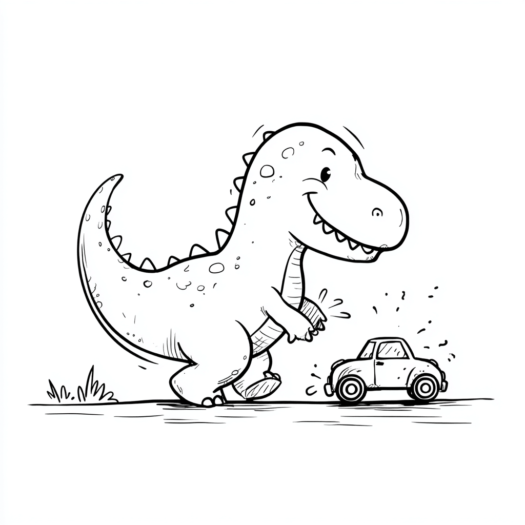 Dino Playing with Toy Car