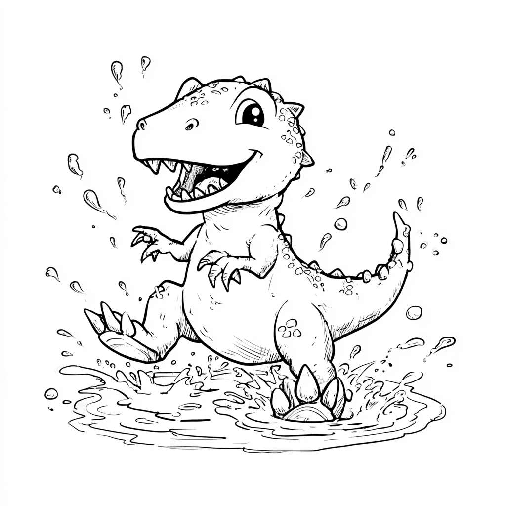 Dino Playing with Water Splash