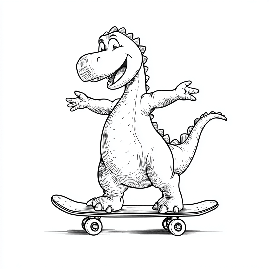 Dino Riding Skateboard