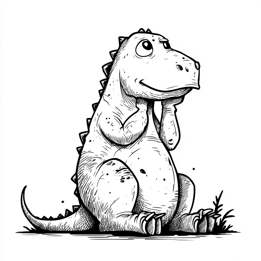 Dino Sitting and Thinking