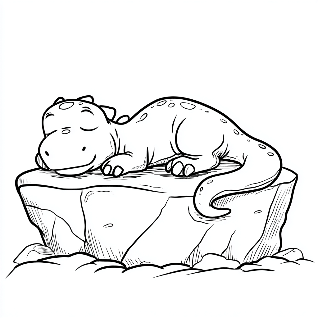 Dino Sleeping on Rock