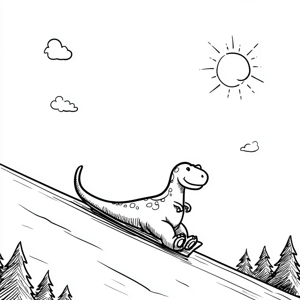 Dino Sliding Down Hill