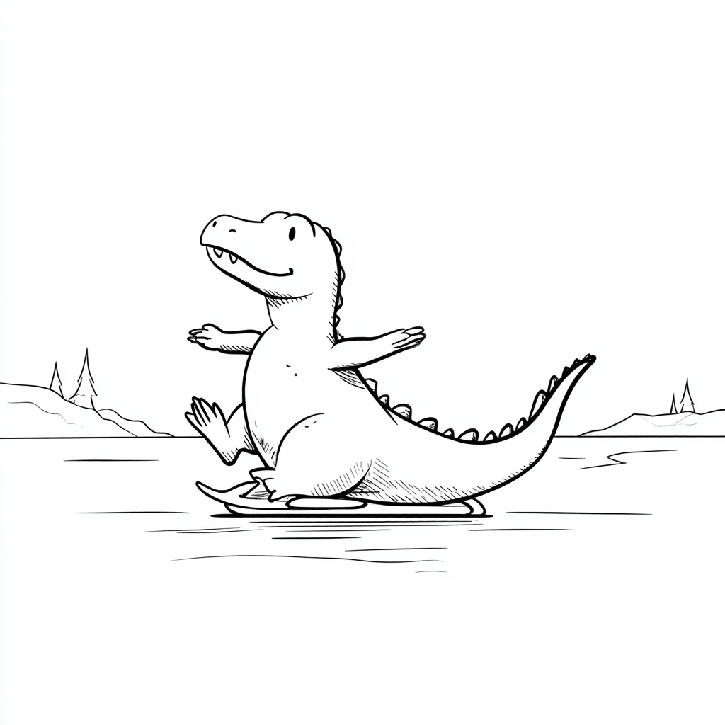 Dino Sliding on Ice
