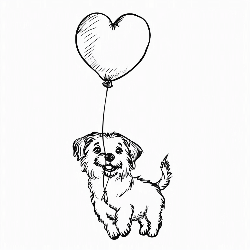 Floating Heart Balloon Dog