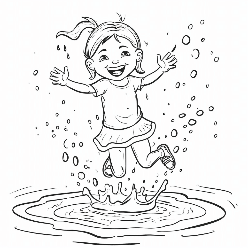 Girl Jumping in Puddle