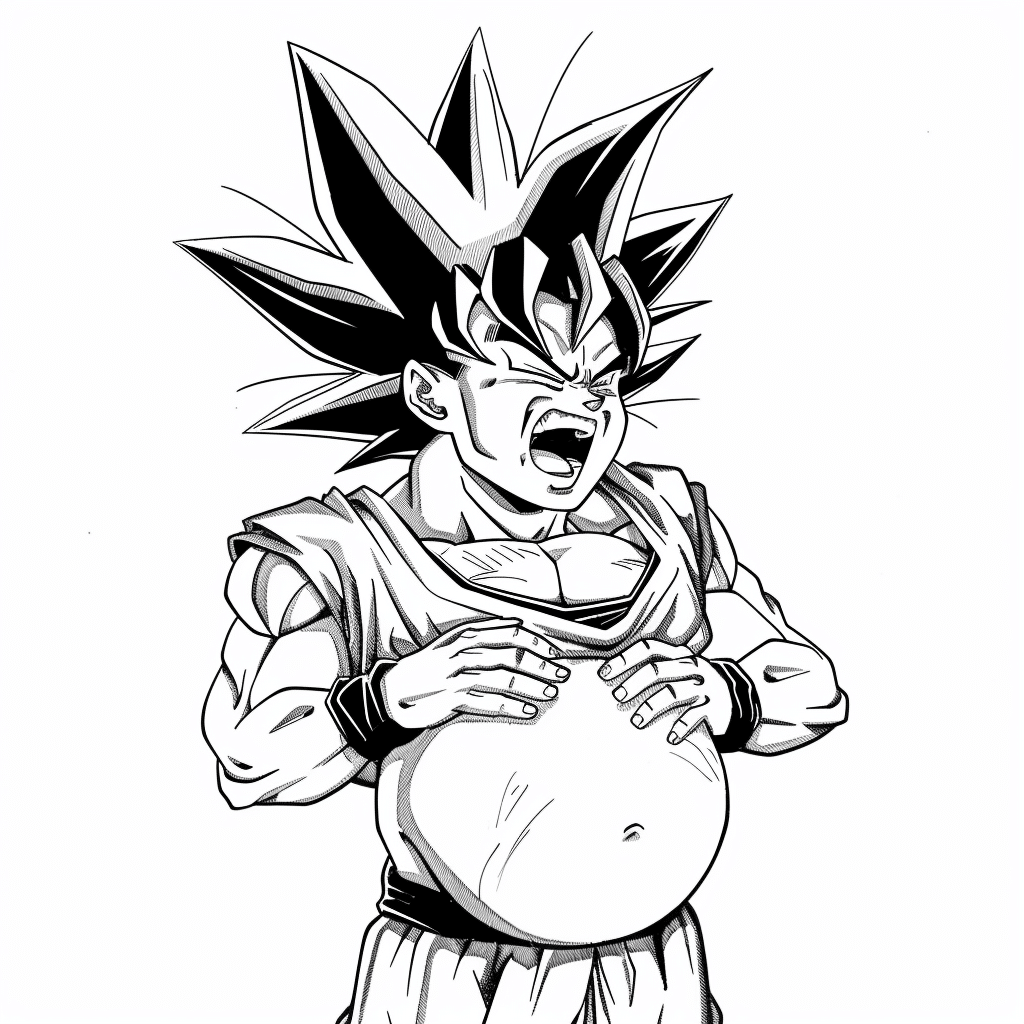 Goku Holding Belly Laughing