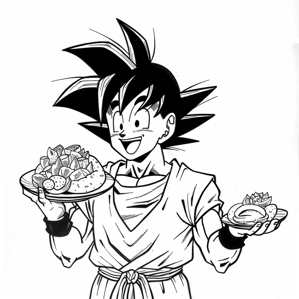 Goku Holding Food Plate