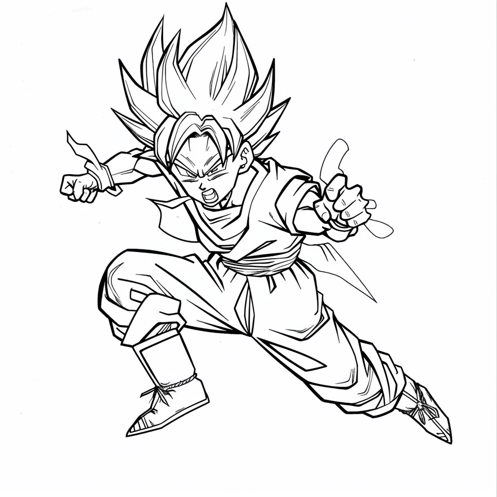 Goku Jumping with One Knee Down