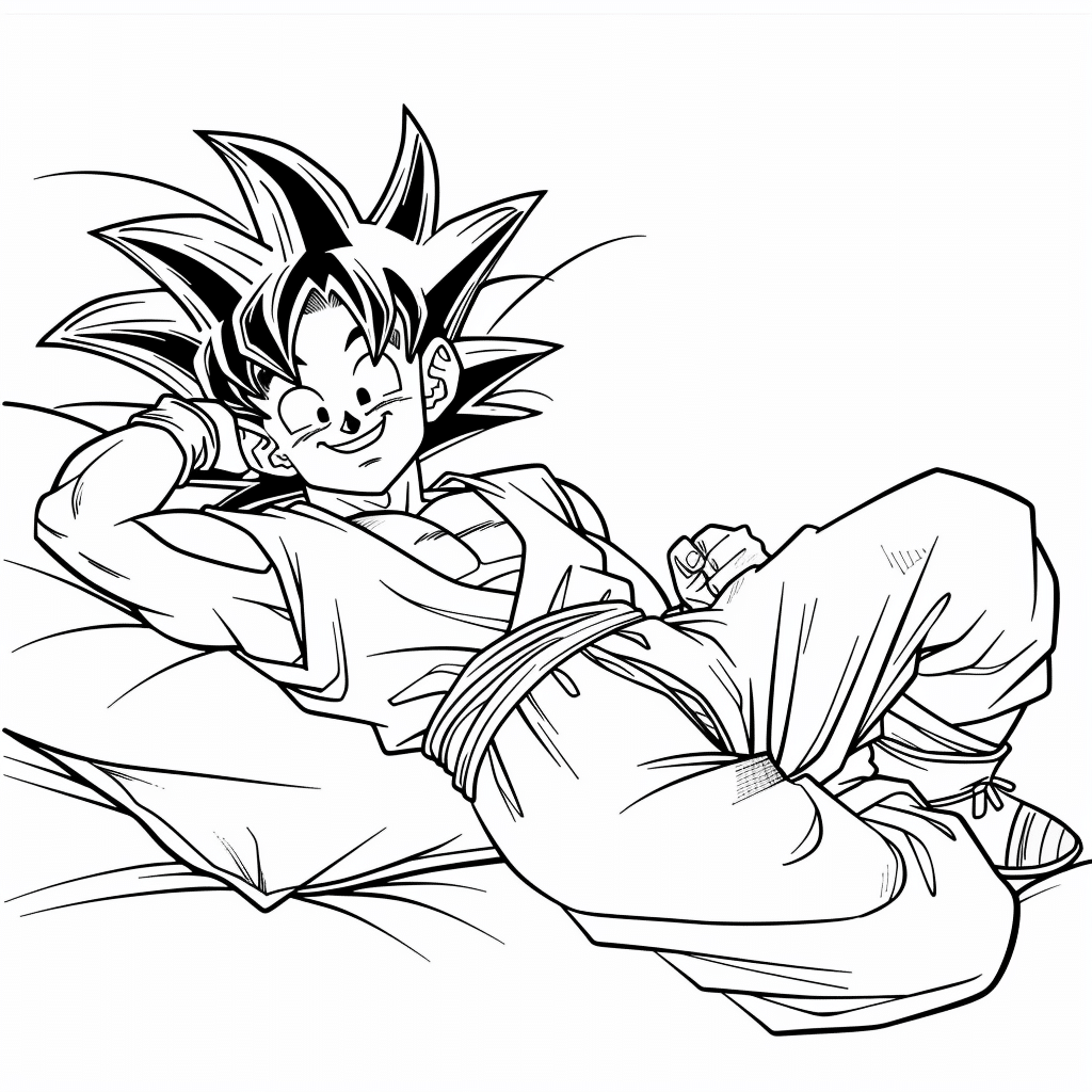 Goku Lying on Side Relaxed