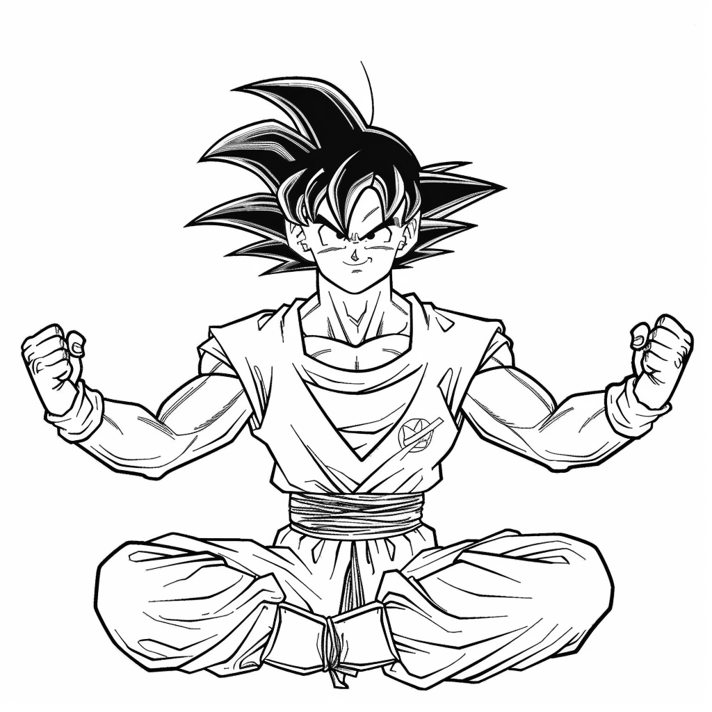 Goku Sitting and Stretching Arms Forward