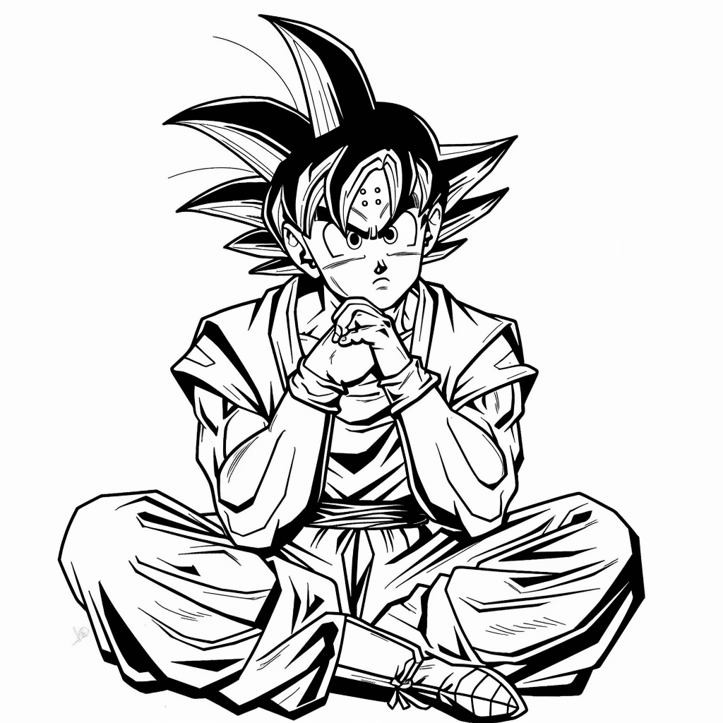 Goku Sitting and Thinking