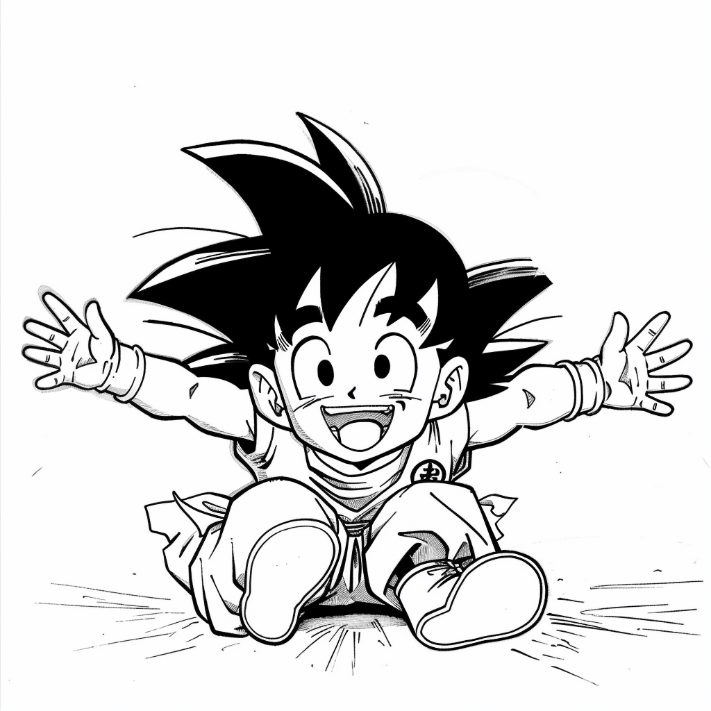 Goku Sliding on Ground