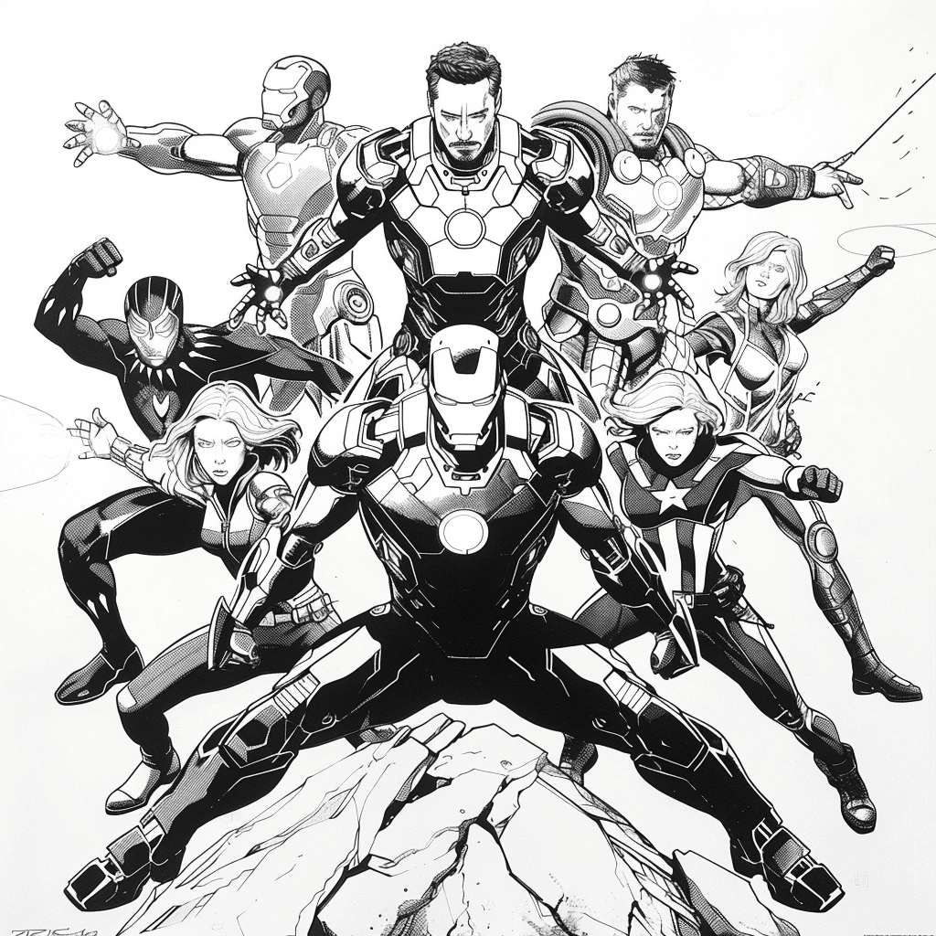 Hero Pose Group Shot - Iron Man