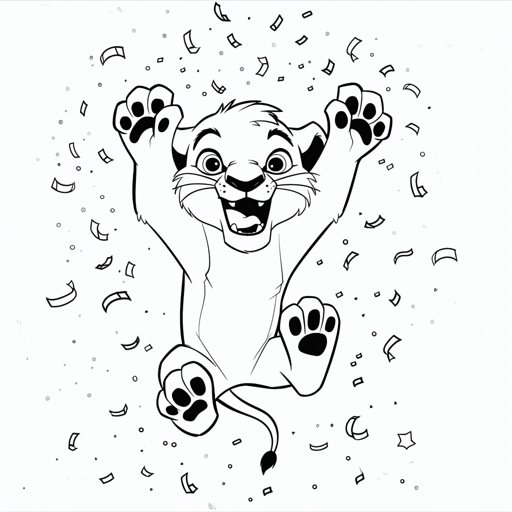 Lion Cub Celebrating Victory