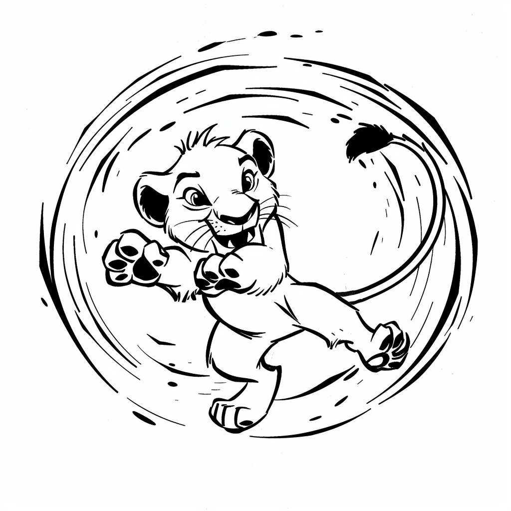 Lion Cub Chasing Tail