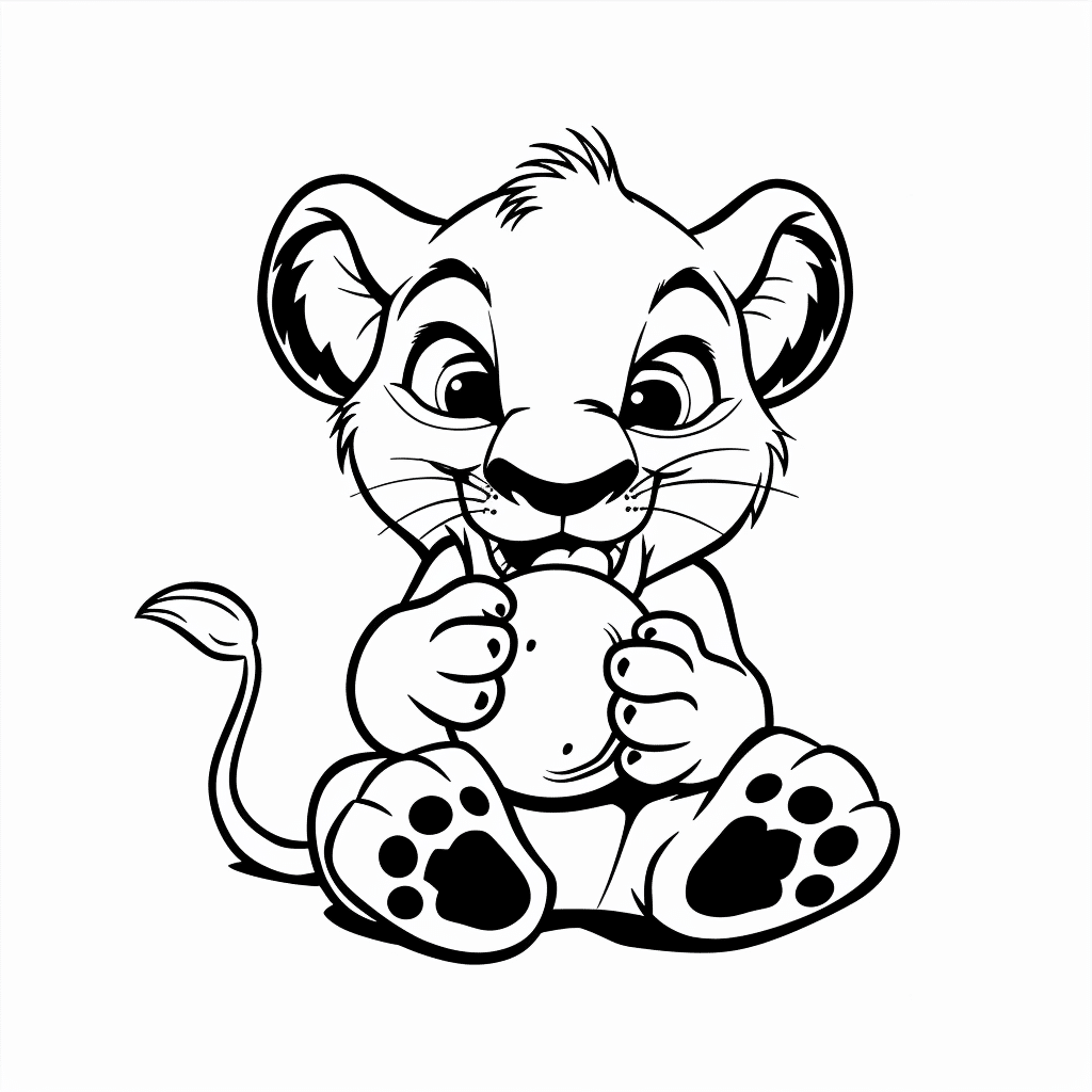 Lion Cub Eating Fruit