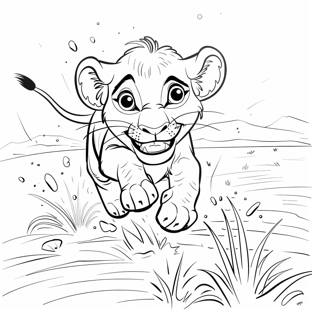 Lion Cub Running Across Plains