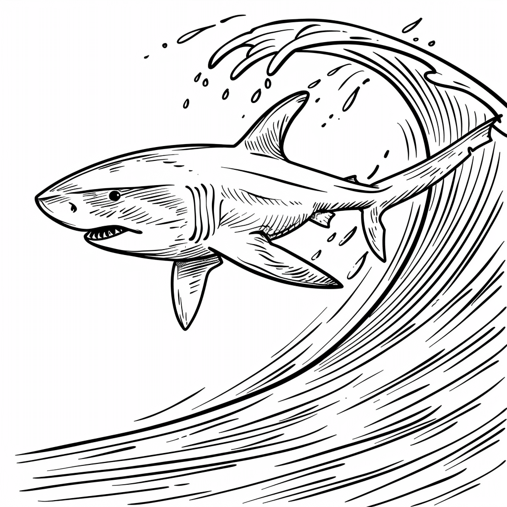 Shark Sliding Down Wave