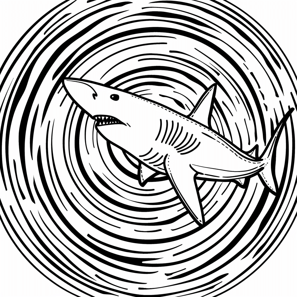 Shark Swimming in Spiral