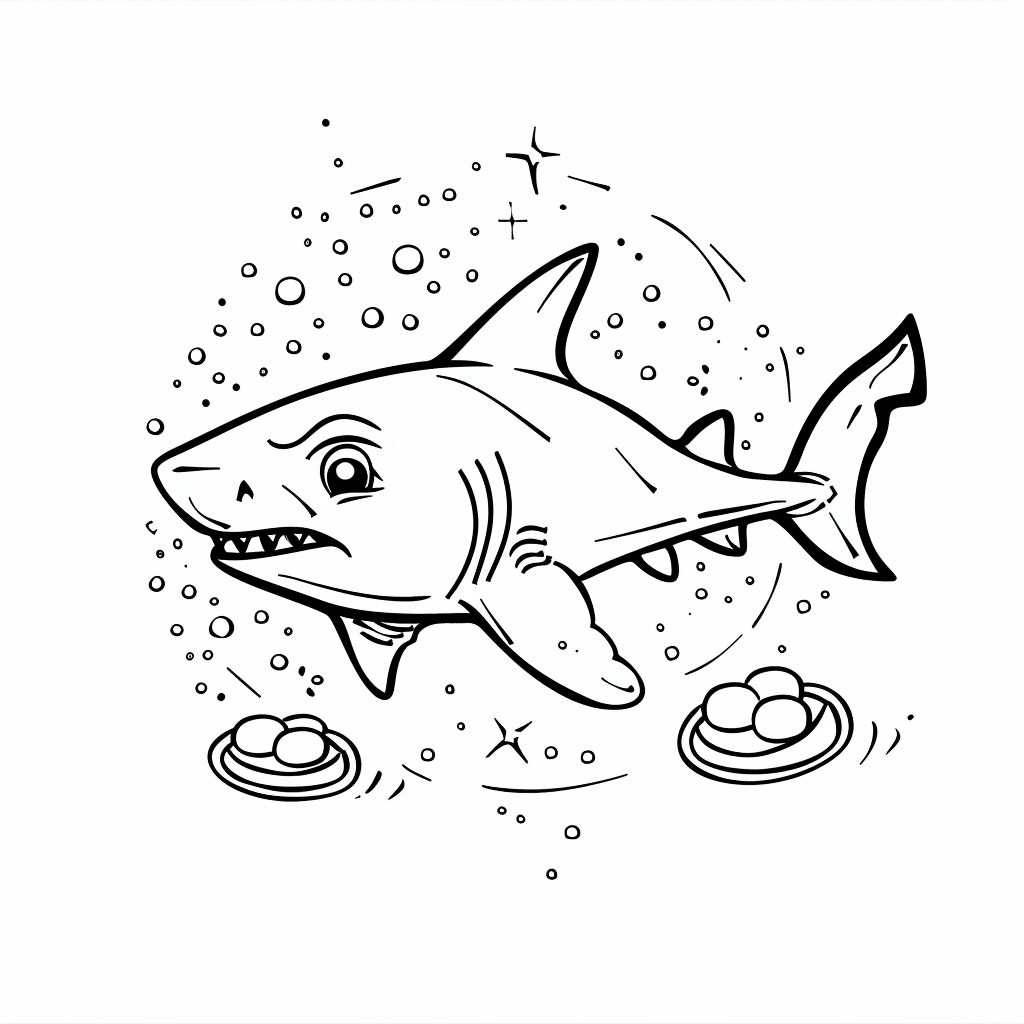 Shark with Floating Pebbles