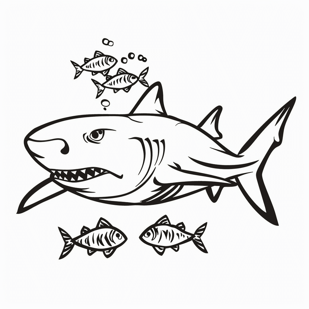 Shark with Tiny Fish School