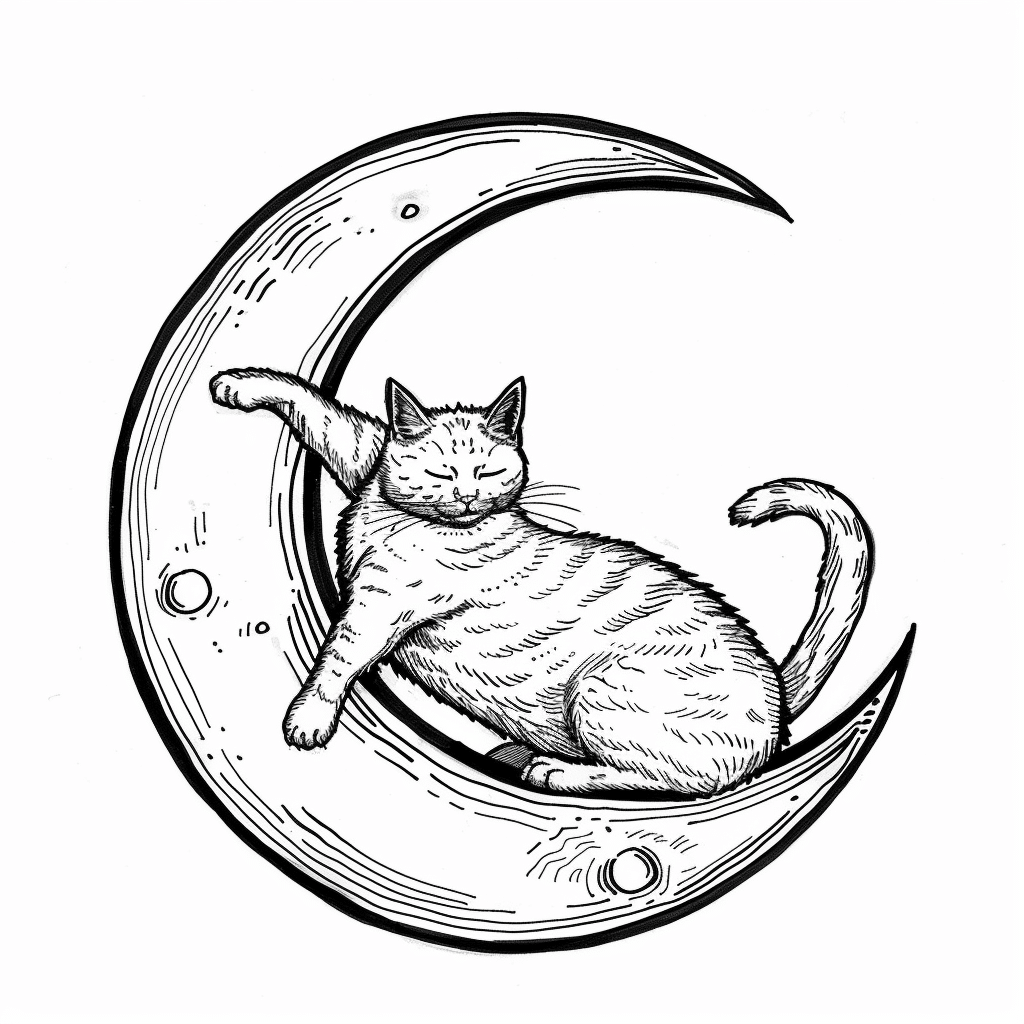 Sleepy Moon Cat Stretching
