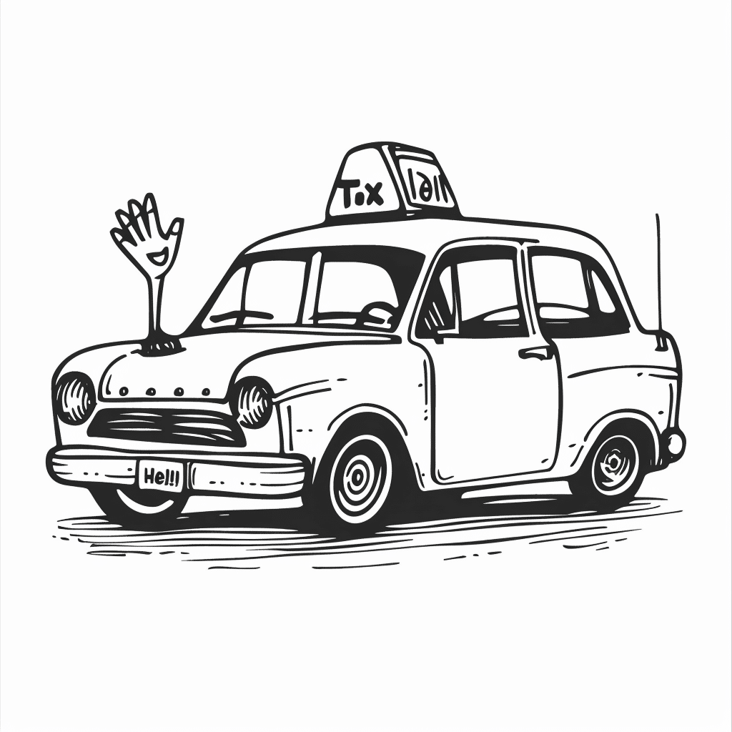 Taxi Car Waving Hello