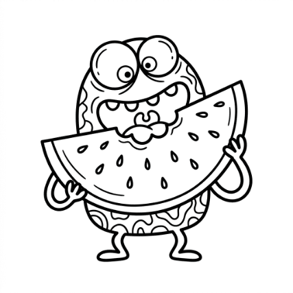 EATING WATERMELON MONSTER DOODLE