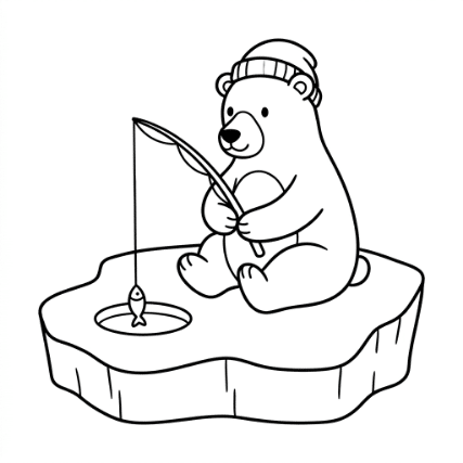 FISHING POLAR BEAR DOODLE