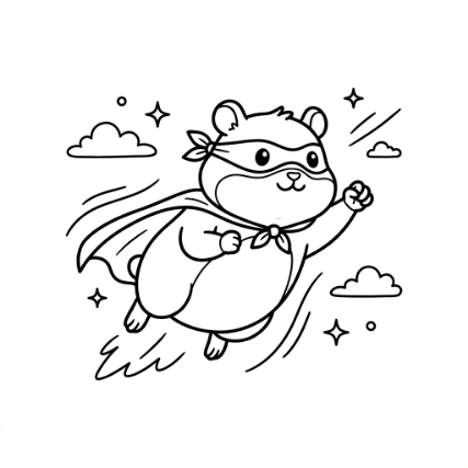 FLYING SUPERHERO HAMSTER DOODLE