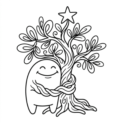HUGGING TREE MONSTER DOODLE