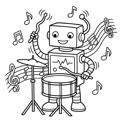 PLAYING ROBOT DRUMMER DOODLE