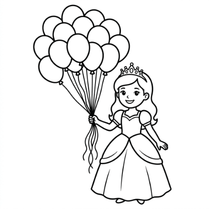 PRINCESS CELEBRATING WITH BALLOONS