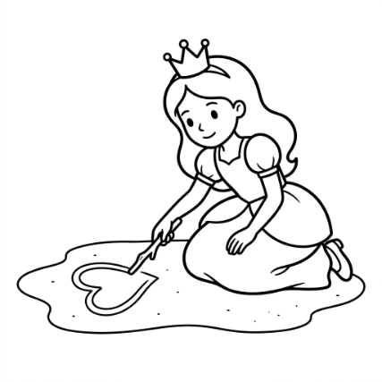 PRINCESS DRAWING IN THE SAND