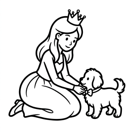 PRINCESS DRESSING UP A PET
