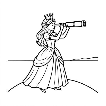 PRINCESS EXPLORING WITH A TELESCOPE