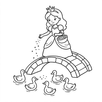 PRINCESS FEEDING DUCKS
