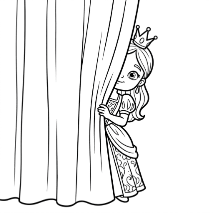 PRINCESS HIDING BEHIND A CURTAIN