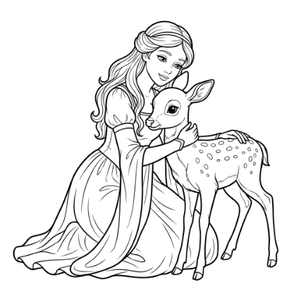 PRINCESS HUGGING A FAWN