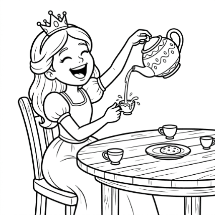 PRINCESS LAUGHING WITH A TEAPOT