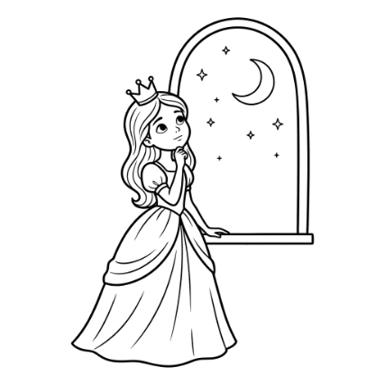 PRINCESS LOOKING AT THE MOON