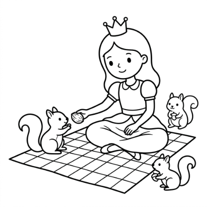 PRINCESS PICNICKING WITH SQUIRRELS