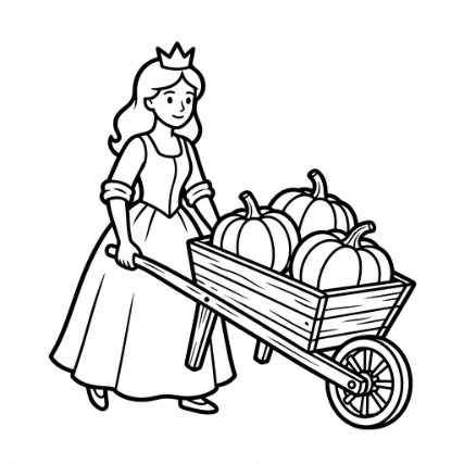 PRINCESS PUSHING A WHEELBARROW