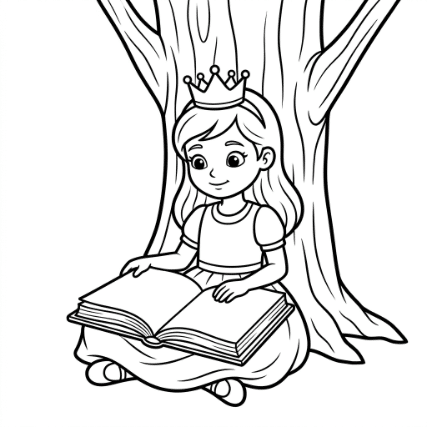 PRINCESS READING UNDER A TREE