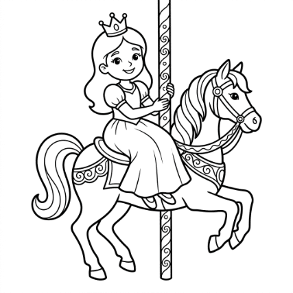 PRINCESS RIDING A CAROUSEL HORSE