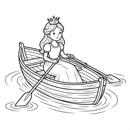 PRINCESS ROWING A SMALL BOAT
