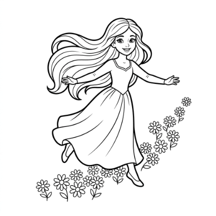 PRINCESS RUNNING THROUGH A MEADOW