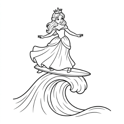 PRINCESS SURFING ON A WAVE