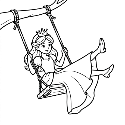 PRINCESS SWINGING ON A SWING