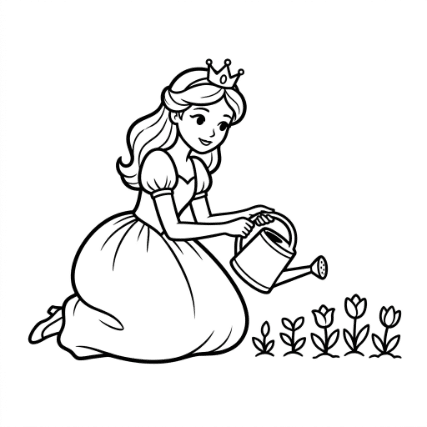 PRINCESS TENDING A GARDEN